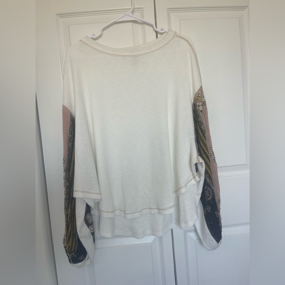 We The Free Tee exaggerated bell sleeves, patches